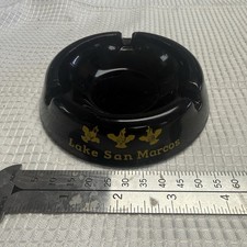 The Quails Inn Lake San Marcos Glass Ashtray Vintage MCM 70s Black Smoking picture