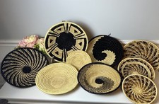 East African Sisal Wall Baskets Handwoven Gallery Art Set of 9 RARE LOT Natural picture