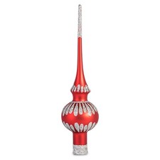 11-inch Red Glass Christmas Tree Topper Ukrainian Finial Ornament Tree Top picture