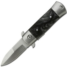 Mini Italian California Legal Spring Assist Milano Knife | Black Pearl Grips A/O picture