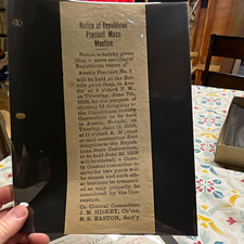 1928 Republican Party Precinct Mass Meeting Notice Paper Austin Precinct No. 1 picture