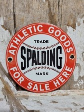 VINTAGE SPALDING PORCELAIN SIGN OLD ATHLETIC SPORTING GOODS BASEBALL FOR SALE 6