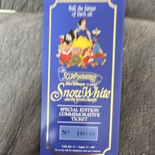 Disney Snow White Seven Dwarfs 50th Anniversary Ticket No. 446846 1987 picture