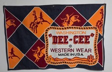 Vintage 1960s Washington DEE CEE Western Wear Denim Banner Made in USA picture
