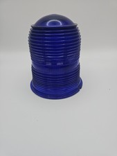 VINTAGE BLUE TAXIWAY FRESNEL LIGHT GLASS GLOBE / LENS AIRPORT. picture