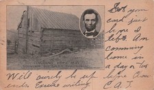 Abraham Lincoln Home 1835 Old Salem Chautauqua Log Cabin Vtg Postcard 17A picture