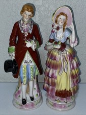 VTG Made In Occupied Japan Victorian Couple Hand Painted Porcelain Figurines picture