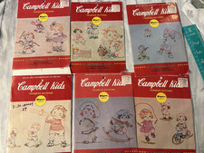Vintage 6 pc Vogart Craft Campbell Soup Kids Embroidery Transfer Patterns unused picture