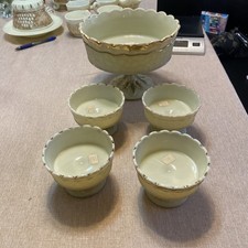 EXTREMELY RARE Antique Northwood Master Berry & Four Sauce Bowls Custard Maple picture