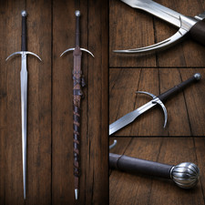 Handmade Two Handed Longsword Medieval Zweihander Fantasy Sword Leather Scabbard picture