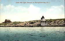 Narragansett Bay RI Castle Hill Light c1900s Vintage Postcard picture