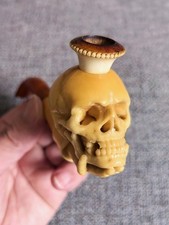 Antique Finely Carved Hand Holding Skull Meerschaum Pipe  picture