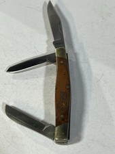 Hammerite Sharp 3 Blade Folding Pocket Knife Wood Handle 420 Stainless Steel picture