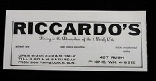 Vintage Mid-Century 1960's Restaurant - Riccardo's Italian Cuisine - 1963 Art AD picture