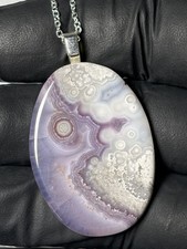 Stunning Luna Agate Pendant Handmade Jewelry Old Stock Orbs Necklace picture