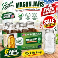 Ball Glass Mason Jar W/Lid & Band, Wide Mouth, 64 Ounces, 6 Count picture
