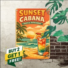 Oh Cabana Boy Vintage Beach Tin Sign Retro Tropical Island Pool Bar Decor Plaque picture