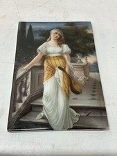 Vintage German Porcelain Portrait Plaque Mignon After P Wagner Hand Painted 4x6 picture