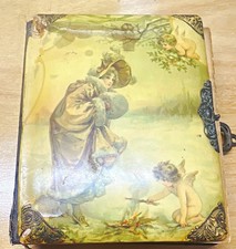 Antique Vintage Victorian Celluloid Photo Album Cherub Floral Lady Design picture