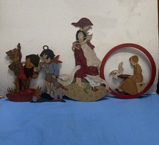 Unique Rare Vintage German Folk art Wood Christmas Decorations Hand Painted picture