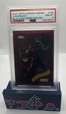2025 Topps Chrome Marvel Blue & Red Spider Web Refractor Juggernaut  50/62 PSA 8 picture