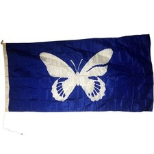 Vintage Quebec Canada Crippled Children Flag Blue White Butterfly Nylon 3x6 ft picture