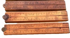 Lot of 3 Antique Upson Nut Co. No. 68 Boxwood Brass Folding Carpenter Rules picture