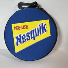 Vintage Nestlé Nesquik Zipper CD Case Round Promo Wallet Logo Media Storage 90s picture