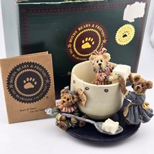 Boyds Bears Bearstone Collection Vtg 2000 Fixin Tea for Three Resin Figurine Box picture