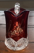 Souvenir Glass Creamer/Pitcher  Ruby Flashing 