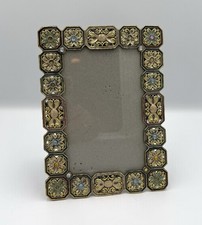 VTG Ornate Ivory Enamel Rhinestone Jeweled Picture Frame 4x6 Victorian Style picture