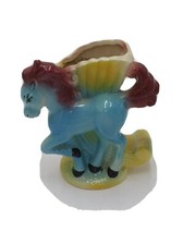Horse-Pony Figurine Leg Up Ceramic-Pottery Planter Flower Vase rainbow blue picture