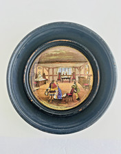 Prattware Pot Lid Framed Shakespeare c 1845-1875 6.00 in. {15cm} diameter VTG picture