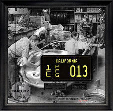 Carroll Shelby Cobra Build Framed Display w/ Replica CA License Plate 27x27 picture