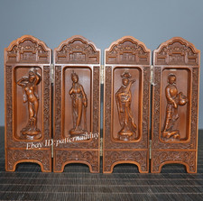 Antique Wood Carving Collection Rosewood, Four Beautiful Women Four Open Boxes picture