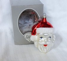 Hausdorfer's Old German Christmas Glass Ornament Santa Head Germany picture