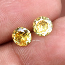 2.55 Ct Natural Round Cut Rear Yellow Sapphire Certified Loose Gemstones 2-Pcs picture