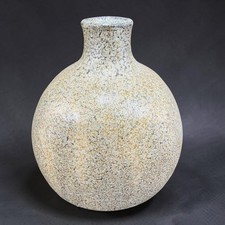 Primitive Brutalist Pottery Vase 8 Inch Tall Speckled Studio Art Stone Bottle picture