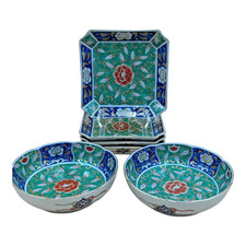 Vintage Japanese Kozan Gama Porcelain Bowls & Plates Set Chinoiserie Floral picture