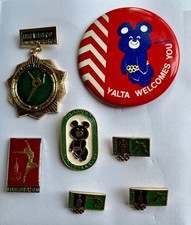 Moscow 1980 Olympics USSR Pin Lot 7 pcs – Misha Gymnastics Yalta picture
