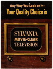 VINTAGE 1950 SYLVANIA MOVIE-CLEAR TELEVISION CATALOG/BROCHURE TV CONSOLE/TABLE picture