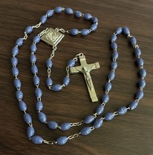 Vintage Life Teen Rosary Catholic Autom Blue Periwinkle 1990s 2000s Prayer Beads picture