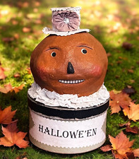 Vintage Nicol Sayre Halloween Jack On A Box Top Hat Pumpkin Man picture
