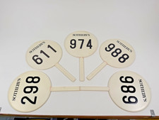 Lot Of 5 Vintage Sotheby’s Auction Bid / Bidder Paddle Double Sided picture