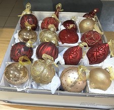 Share FRONTGATE Christmas Ornaments 19pc Gold & Red w Original Box Elegant Bulb picture
