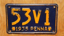 1935 Pennsylvania Keystone License Plate # 53 V 1 picture