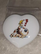 Vagabond Creations Papel Heart Porcelain Trinket Box Love Dog Bird  Valentine picture