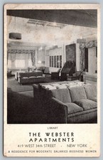 Webster Apartments Library NYC Postcard 419 W 34th St New York City picture
