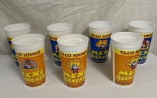 7 x Taco Johns 25th Anniversary Mexi Quencher Drinking Cups Large Plastic 1994 picture