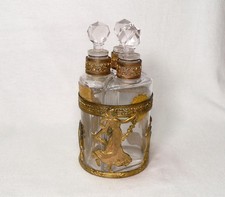 Vintage Charles Fay Les Trois Muses 3 Piece Perfume Bottle Set in Ormolu Caddy picture
